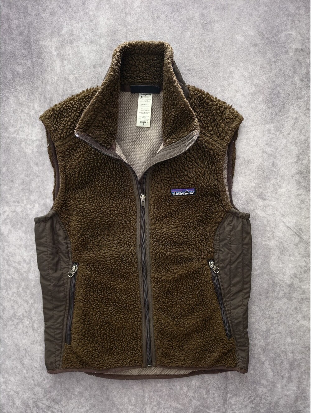 SKU0309 Patagonia Women’s Small Retro Pile Fleece Vest Brown Full Zip Outdoor